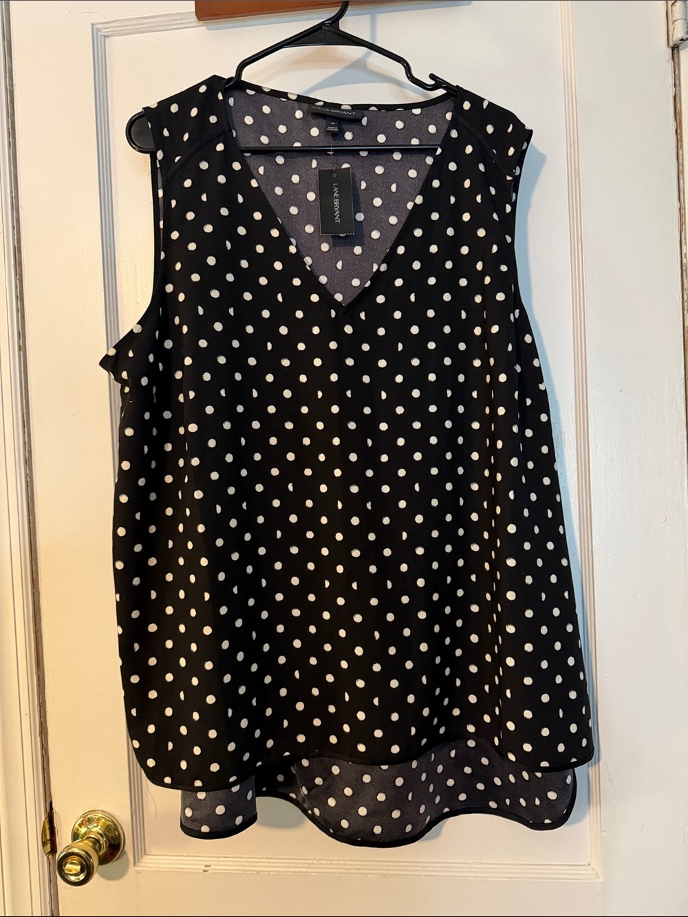 Lane Bryant Black and White Polka Dot V-Neck Sleeveless Camisole
